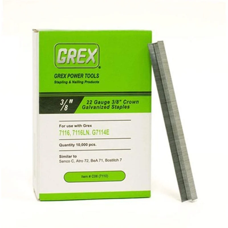 GREX C06 22 Gauge 3/8-Inch Crown 3/8-Inch Length Galvanized Staples (10,000 per box)