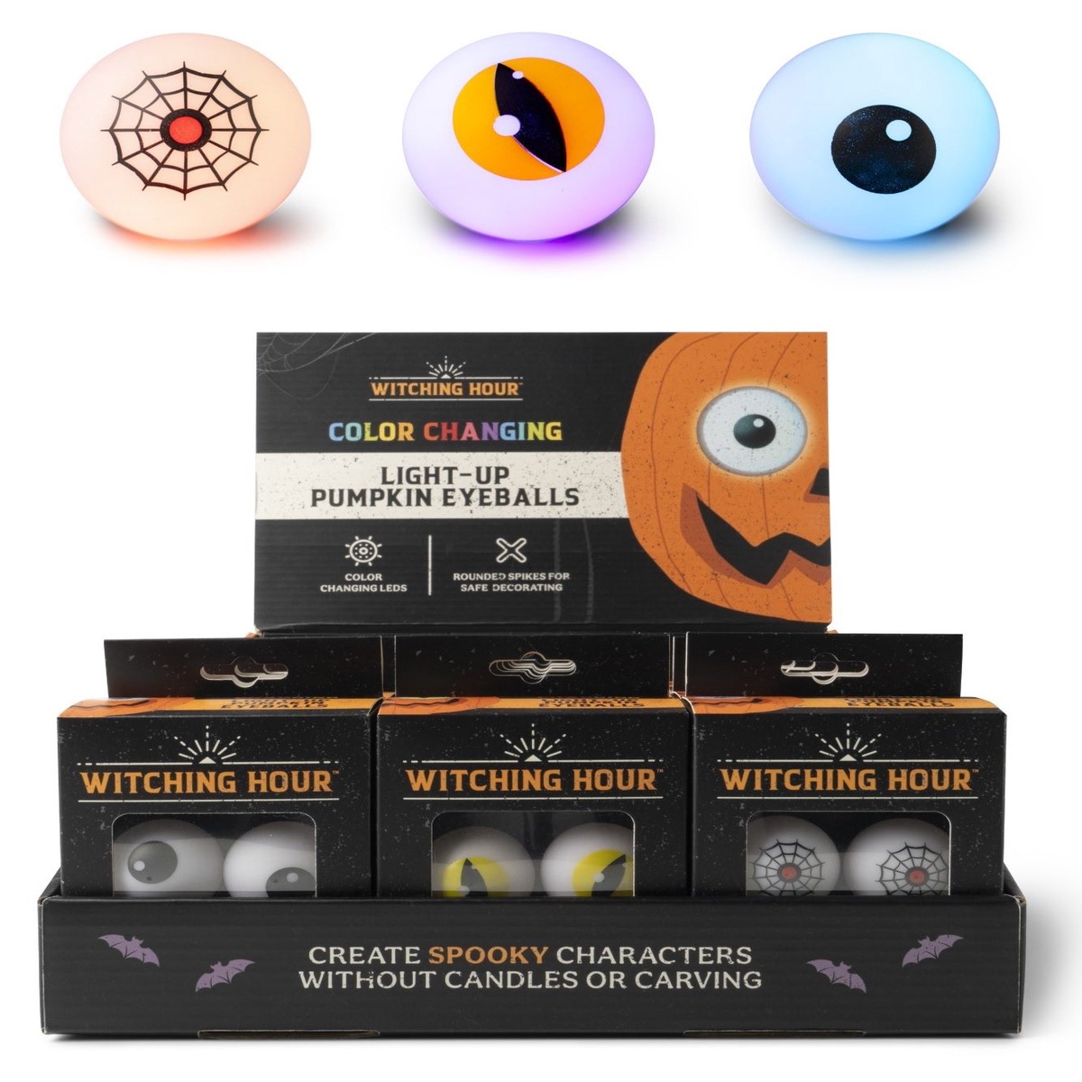 Halloween Witching Hour Light-Up Pumpkin Eyeballs (2-Pack)