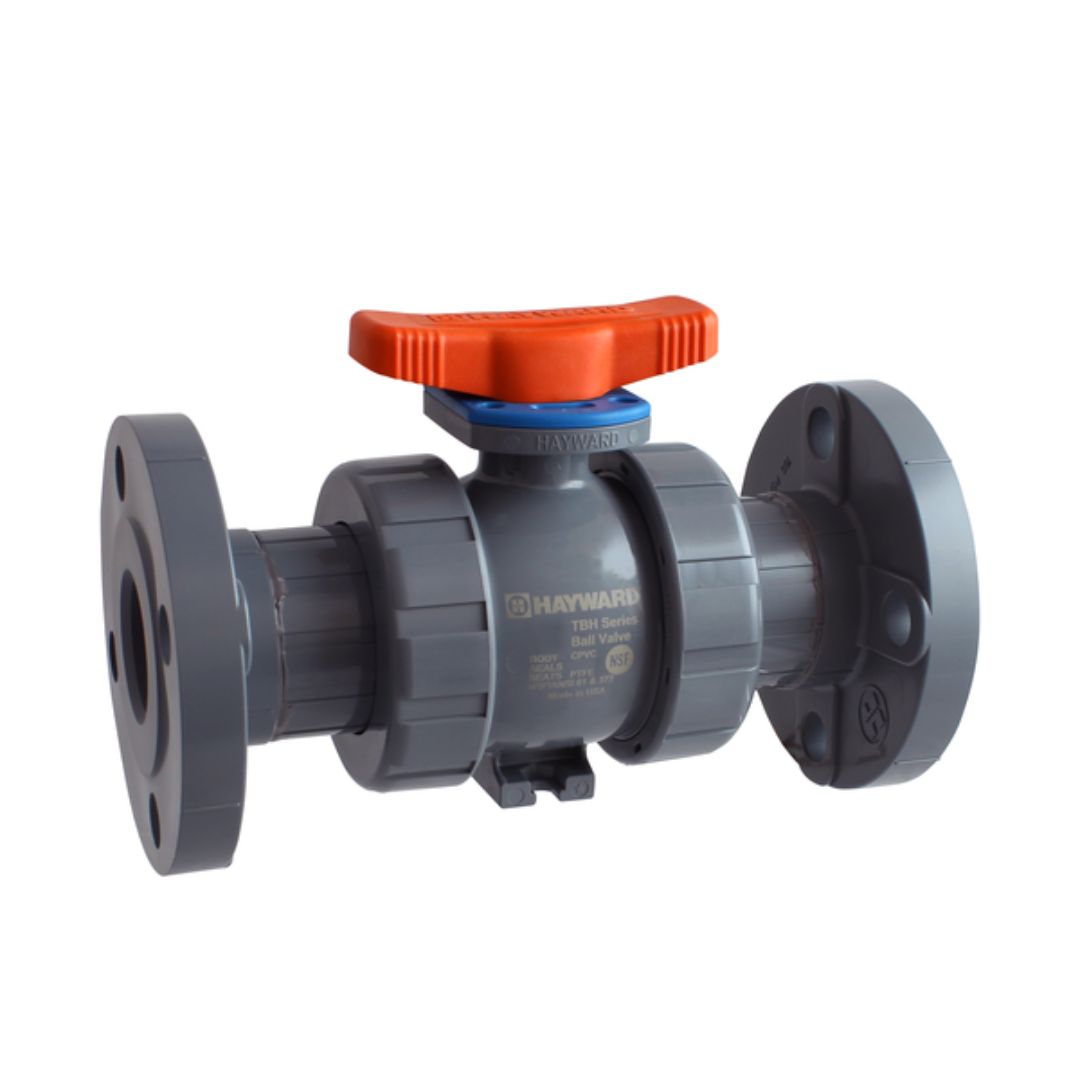 Hayward 6 Inch TBH Series PVC True Union Ball Valve, EPDM Seals, Flanged
