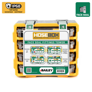 Hose Box, Face Seal Fittings Tower, 84 Adapters, 150 ORFS O-rings: 90 Durometer, Model #HBT5600E2
