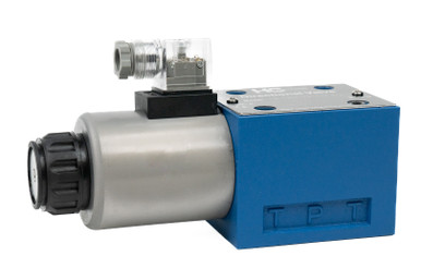 Cetop D05 (ISO NG10) Solenoid OperatedDirectional Valve: 12 VDC DIN, 4 way 2 position, Spring Return
