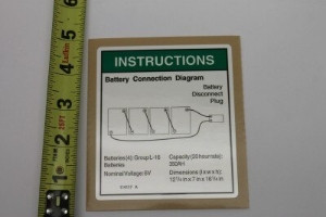 Genie Lift Part # 114117GT - DECAL,BATT CONN DIAGRAM, EA