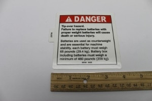 Genie Lift Part # 29794GT - DECAL,DANGER,REPLACE BATTERIES, EA
