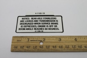 Genie Lift Part # 4-1105-19GT - DECAL, REAR AXLE STABILIZER, EA