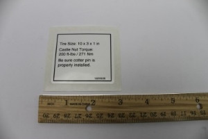 Genie Lift Part # 133193GT - DECAL,LABEL,TIRE SPECS,GRC, EA