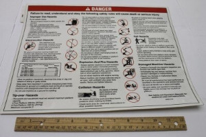 Genie Lift Part # 29800GT - DECAL,DANGER,GEN.SAFETY RULES, EA