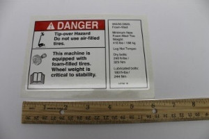 Genie Lift Part # 147792GT - DANGER,TIPOVR,TIRES FF ONLY, EA