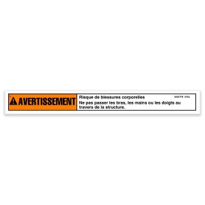 Genie Lift Part # 35567FRGT - DECAL, WARNING, INJURY HAZARD, EA