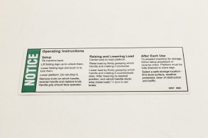 Genie Lift Part # 35547GT - DECAL,NOTICE,MACHINE SETUP, EA