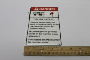 Genie Lift Part # 2-1300GT - DECAL, CRUSH HAZARD, NO RIDE, EA