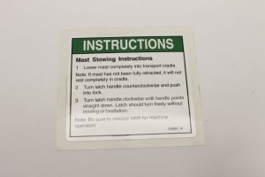 Genie Lift Part # 133457GT - DECAL, MAST STOW INSTRUCTIONS, EA