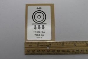 Genie Lift Part # 133309GT - DECAL,LABEL,WHEEL LOAD S85, EA