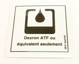 Genie Lift Part # 28157FRGT - DECAL,USE DEXRON***, EA