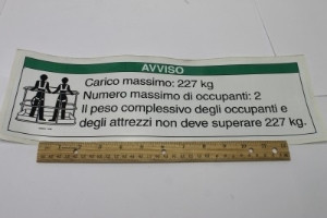 Genie Lift Part # 30080ITGT - DECAL,NOTICE,MAX LOAD 500 LBS*, EA