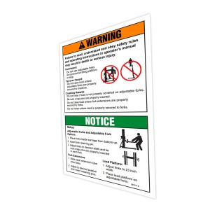 Genie Lift Part # 32714GT - DECAL,WARNING ADJ FORK SETUP, EA