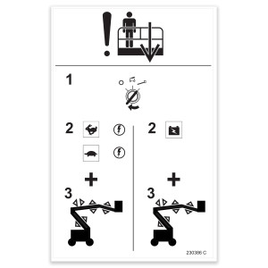 Genie Lift Part # 230386GT - DECAL,EMERGENCY LOWERING, EA
