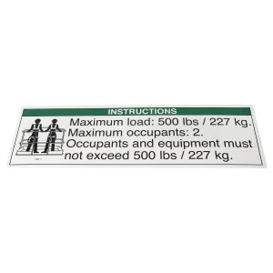 Genie Lift Part # 30080GT - DECAL,NOTICE,MAX LOAD 500 LBS, EA
