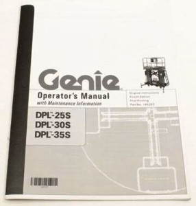 Genie Lift Part # 145357GT - MANUAL,OPERATOR,DPL-SS,4TH ED, EA