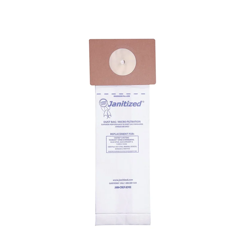 Janitized JAN-CXLT-2(10) Premium Replacement Commercial Vacuum Paper Bag, Nobles LiteTrac, Tennant Viper and Whirlwind, 16″ Blue Star, OEM#611783, 900035, 900000, 604838, 1067455 (Pack of 10)