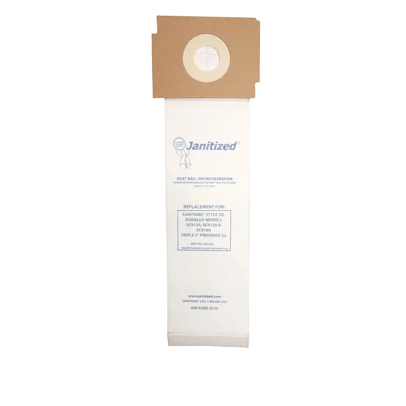 Janitized JAN-EUSD-2(10) Premium Replacement Commercial Vacuum Paper Bag for Sanitaire Style SD, Triple S ProSense X2 Vacuum Cleaner, OEM#63262, 63262A-10 (Pack of 10)