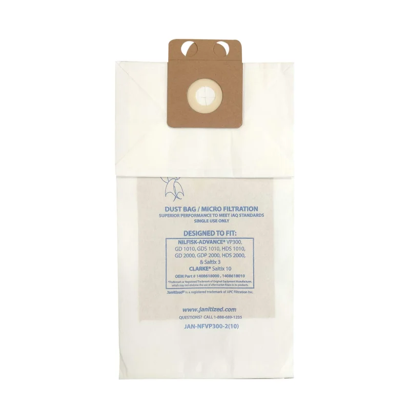 Janitized JAN-NFVP300-2(10) Premium Replacement Commercial Vacuum Bag Designed to Fit Nilfisk GD 1010 & VP 300. OEM# 1408618000, 1408618010 (Case of 100)