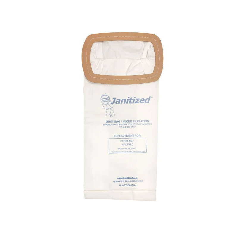 Janitized JAN-PTHV-2(10) Premium Replacement Commercial Vacuum Bag, for ProTeam Half Vac Vacuum Cleaners (10-10 Packs)