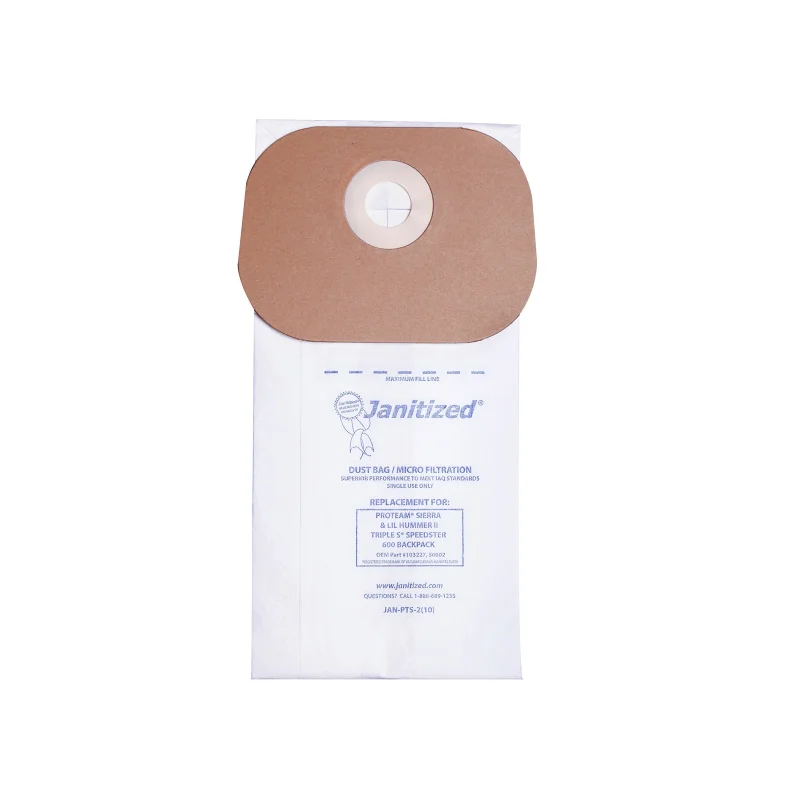 Janitized JAN-PTS-2(10) Paper Premium Replacement Commercial Vacuum Bag for ProTeam Sierra & Lil Hummer II, Triple S Speedster 600 Vacuum Cleaners (10-10 Packs)