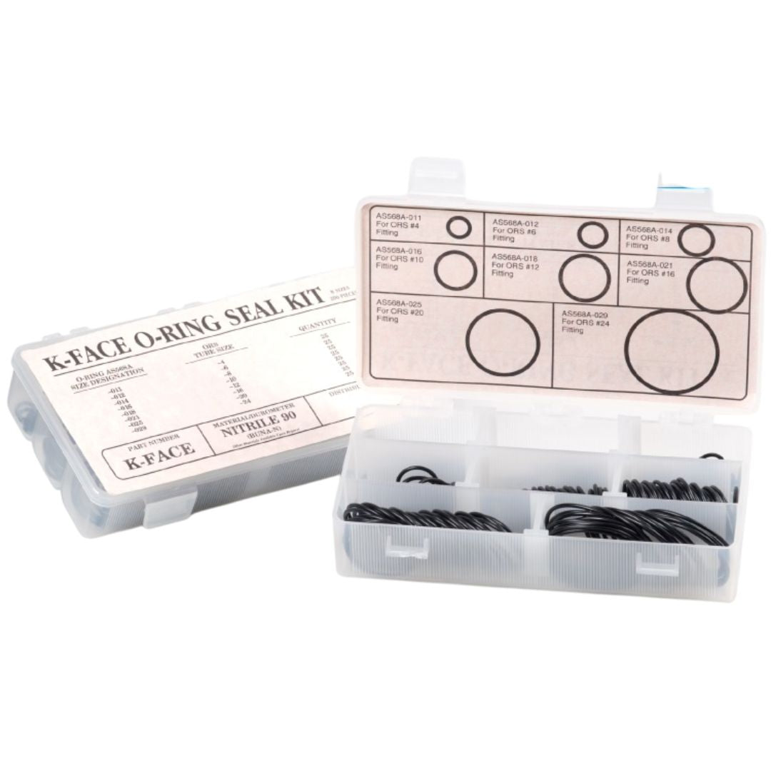 Global O-Ring K-Face Seal O-Ring Kit - Nitrile (Buna-N) 90 Durometer - 200 Pieces (8 Sizes)
