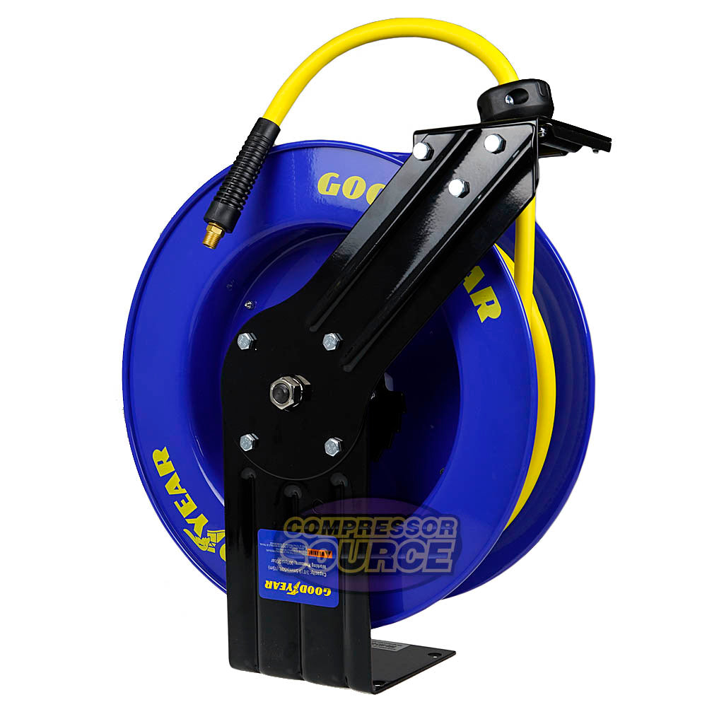 Goodyear 3/8" x 50' Steel Retractable Air Hose Reel – 1/4" NPT – L815153G