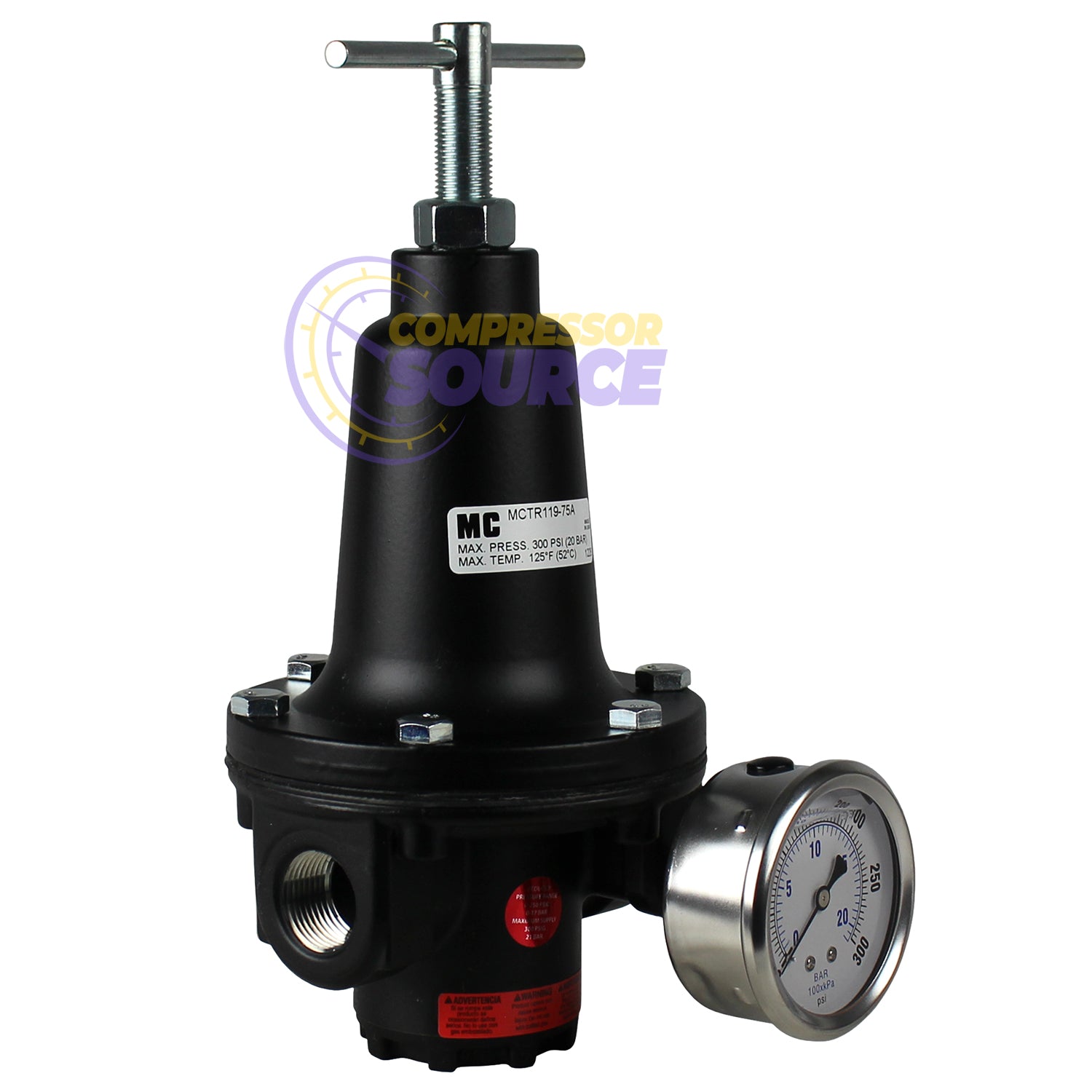Midwest Control 0.75" 3/4" Inline Compressed Air Compressor Line High Flow Regulator Valve