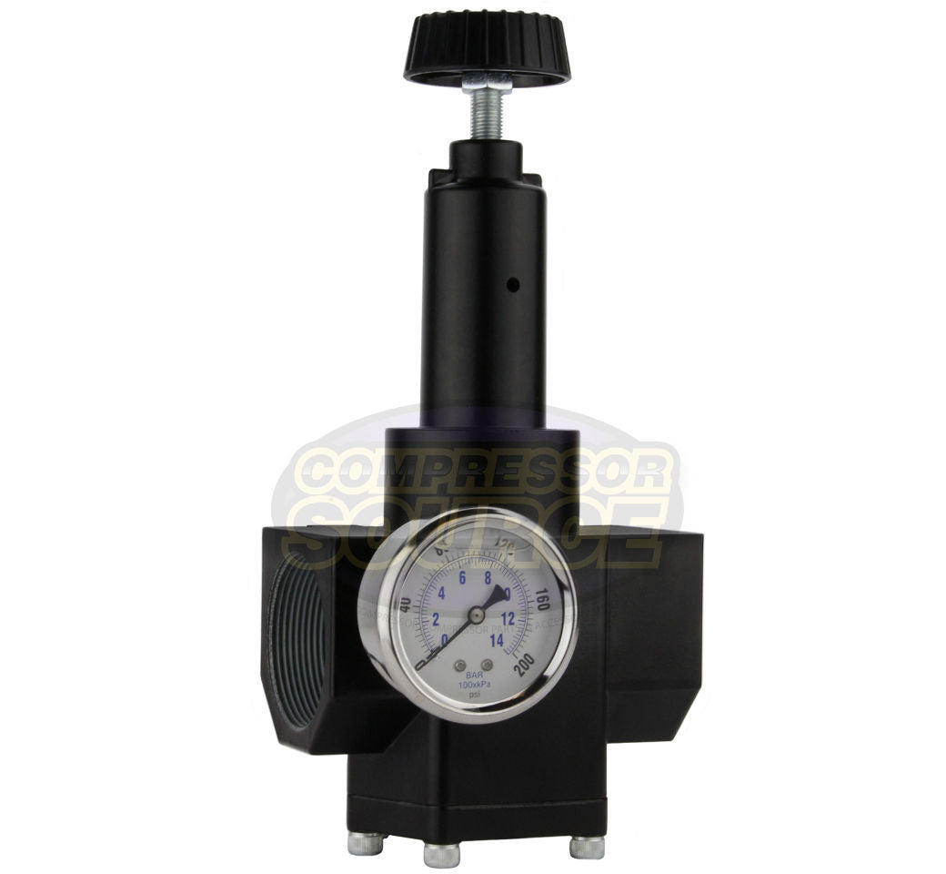 2" Air Compressor Pressure Regulator 200 PSI Liquid Filled Gauge