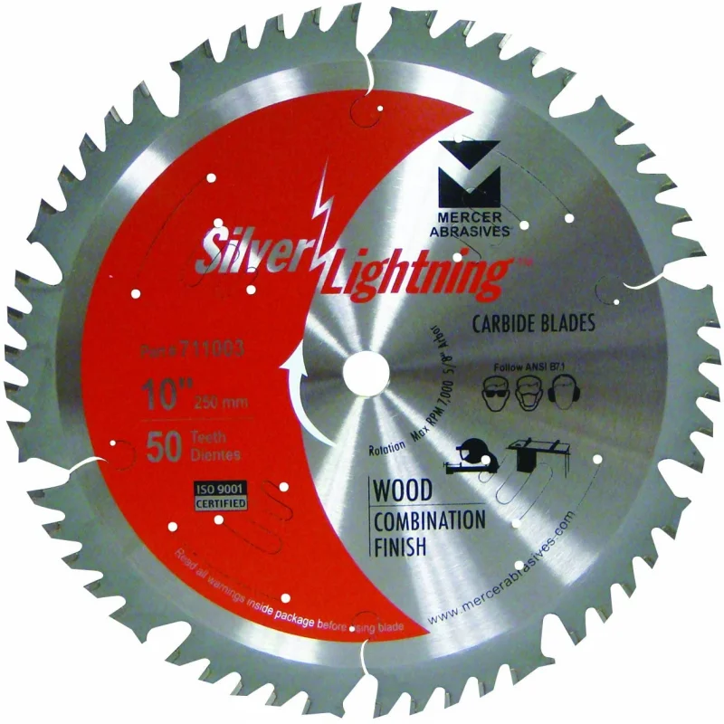 Mercer Industries 711003 50-Tooth ATB Carbide Wood Cutting Blade with 10-Inch Diameter and 5/8-Inch Arbor, Combination Finish