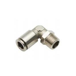 4mm (5/32") OD Tube x 1/4" BSPT - Male Elbow Connector - Metallic - Push to Connect Fitting