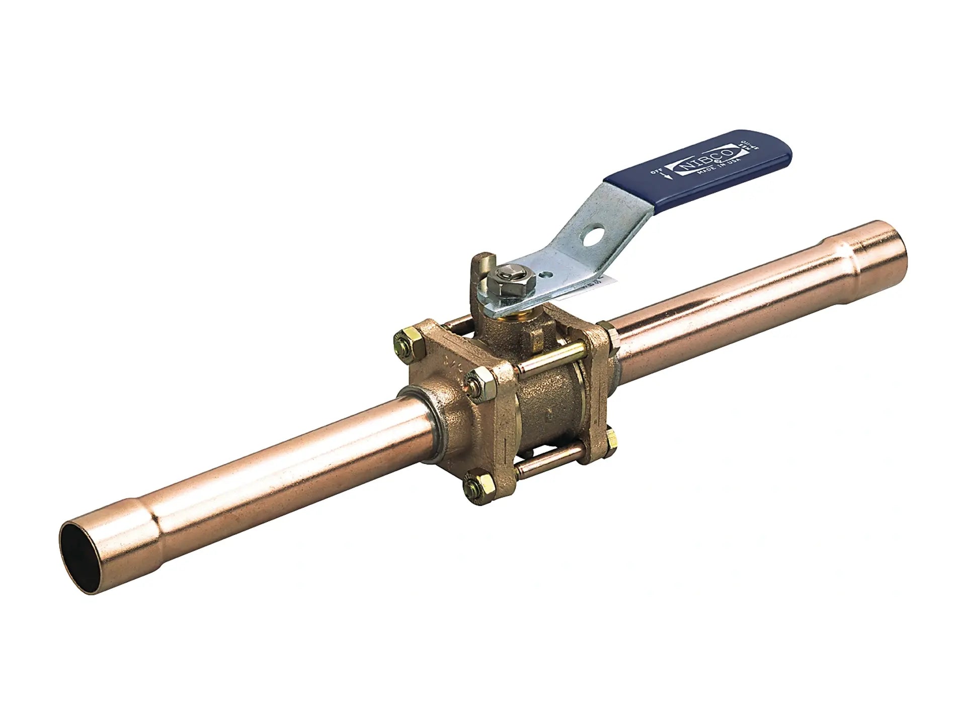 NIBCO NJ93HCB, 1-1/4in. Three-Piece Bronze Ball Valve Medical Gas, Copper Stub Ends, Stainless Trim