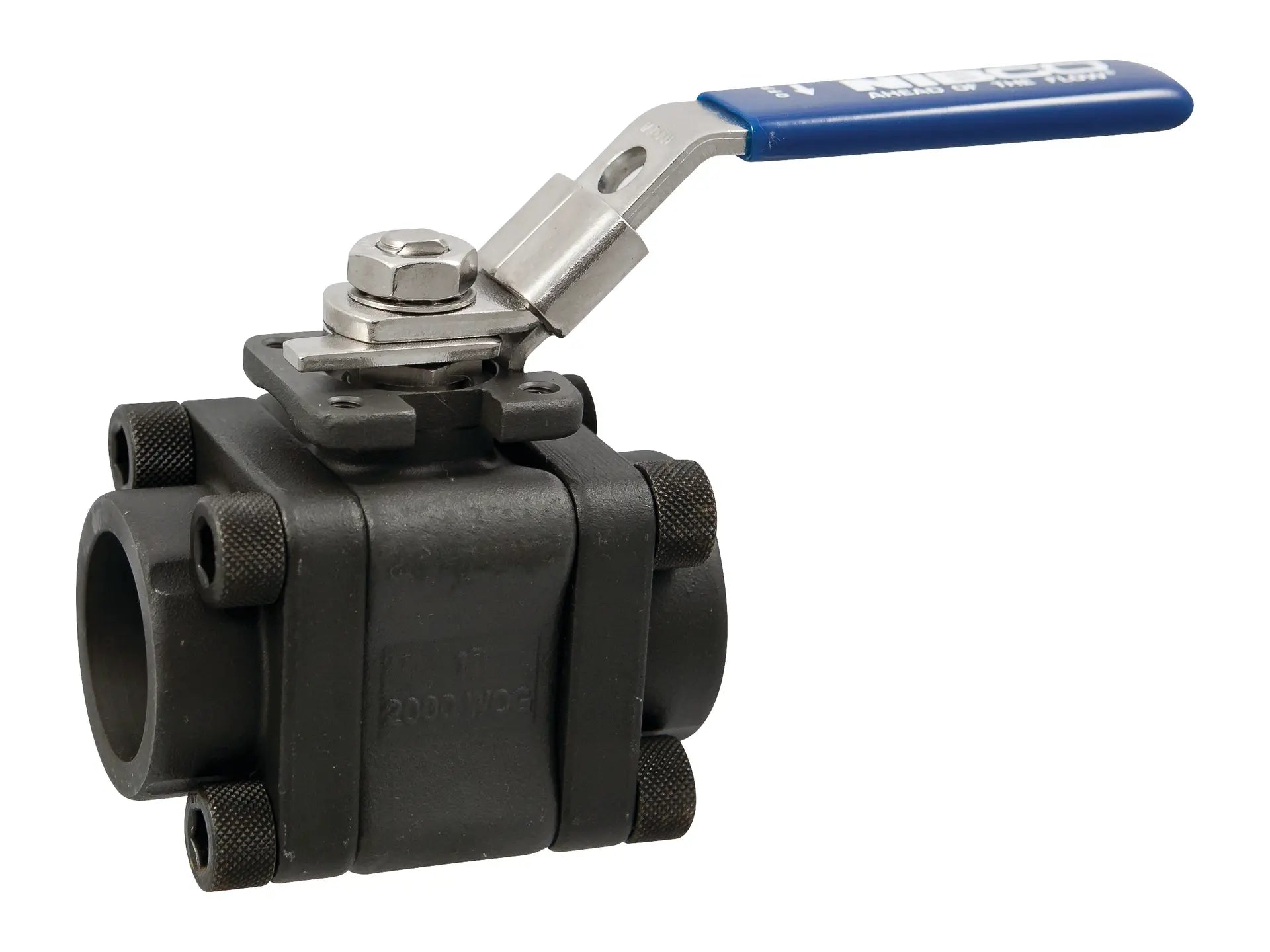 NIBCO NL9702C, 1-1/2in. Three-Piece Carbon Steel Ball Valve Fire Safe, Socket Weld ISO Mount End