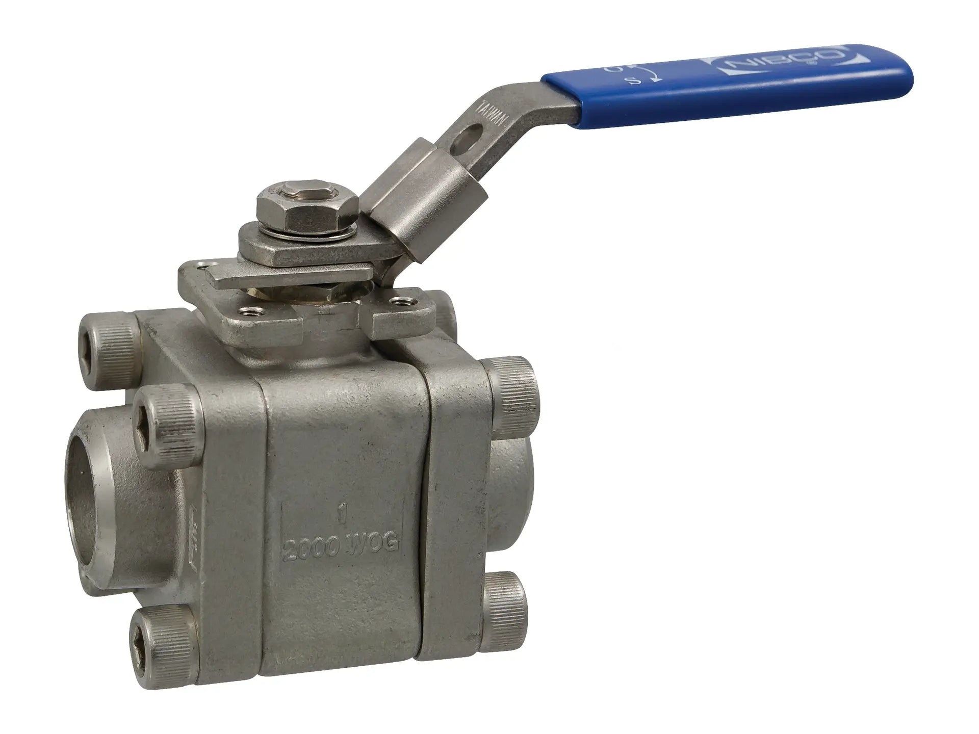 NIBCO NL9731A, 1 in. Three-Piece Stainless Steel Ball Valve Butt Weld ISO Mount BM-590-S6R-66-FS-L