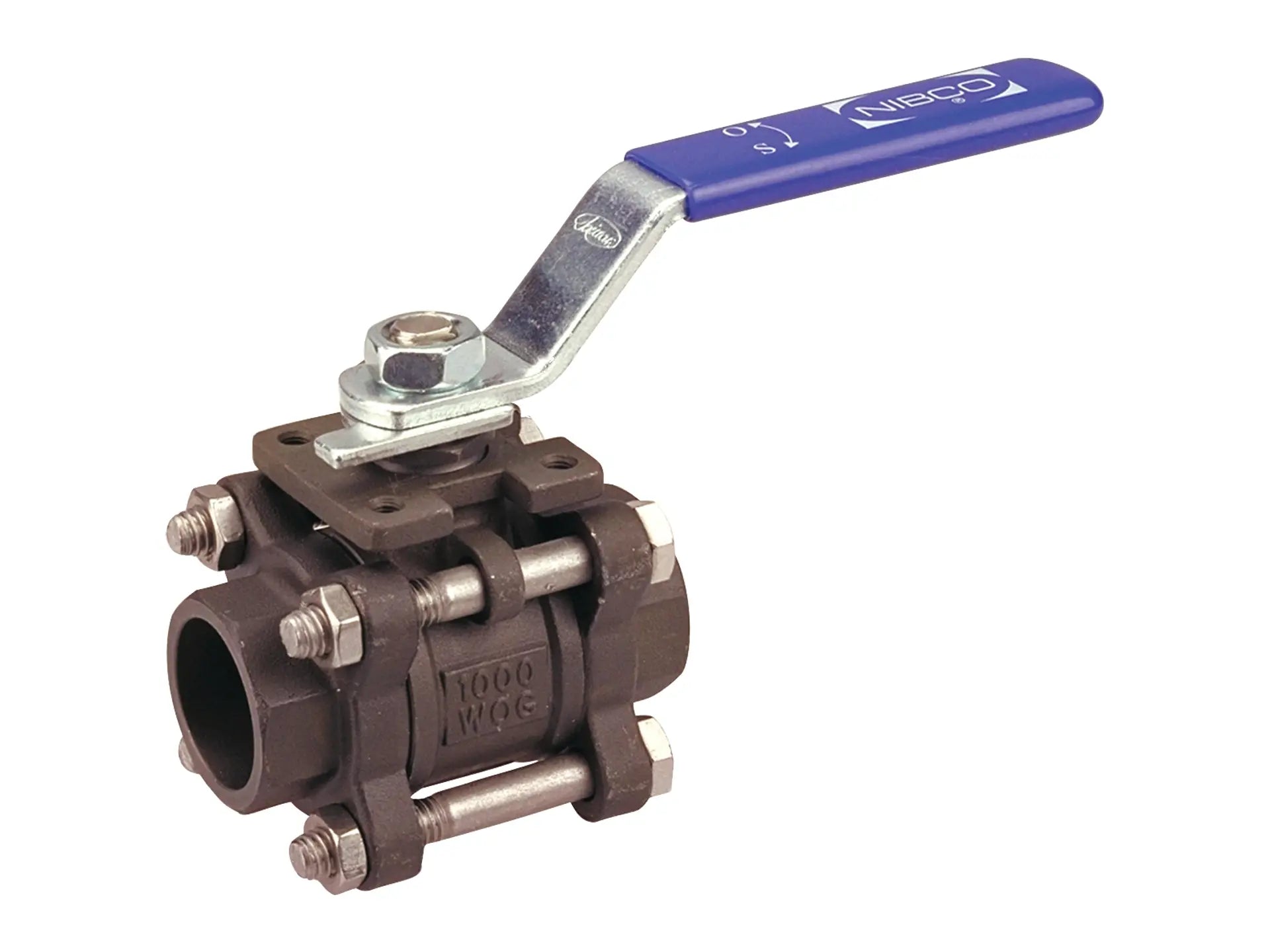 NIBCO NL99E5D, 2in. Three-Piece Carbon Steel Ball Valve Full Port, Socket Weld ISO Mount