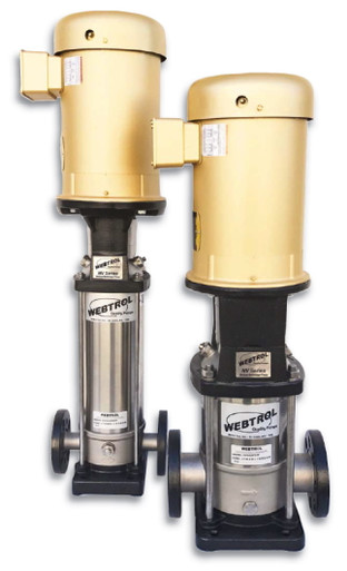 Webtrol NV12B19FE3T NV Series Vertical Booster Pump, 4-22 GPM, 3 Hp, 304 SS