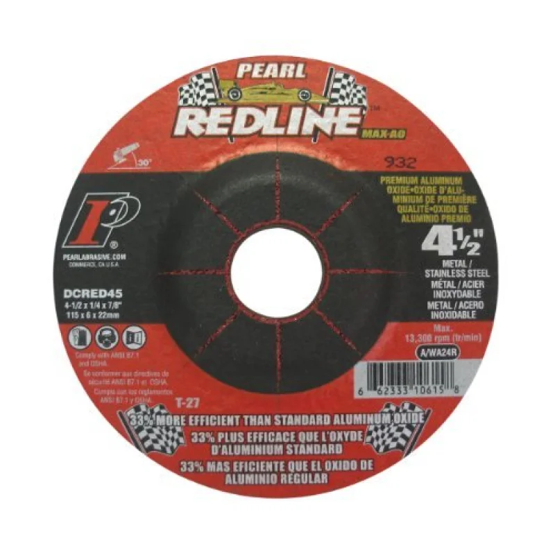 Pearl Abrasive DCRED45 4-1/2 by 1/4 by 7/8 Depressed Center Grinding Wheels by Pearl Abrasive(25/bx )