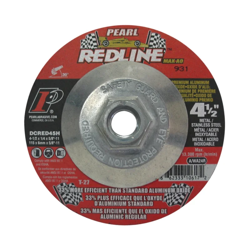 Pearl Abrasive DCRED45H 4-1/2″ x 1/4″ x 5/8″-11 Depressed Center Grinding Wheels ( 10/bx )