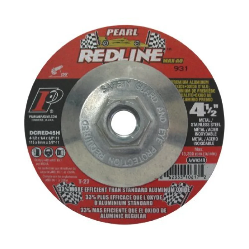 Pearl Abrasive DCRED45H 4-1/2 x 1/4 x 5/8-11 Depressed Center Grinding Wheels by Pearl Abrasive