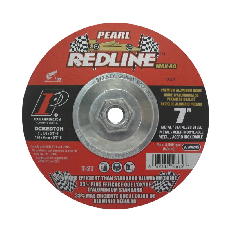Pearl Abrasive DCRED70H 7″ by 1/4″ by 5/8″-11 Depressed Center Grinding Wheels