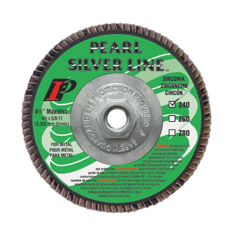 Pearl Abrasive MAX454ZTH 4-1/2″ by 5/8-11″ 40 grit Maxidisc, Flap Disc (hubbed), Pack of 10
