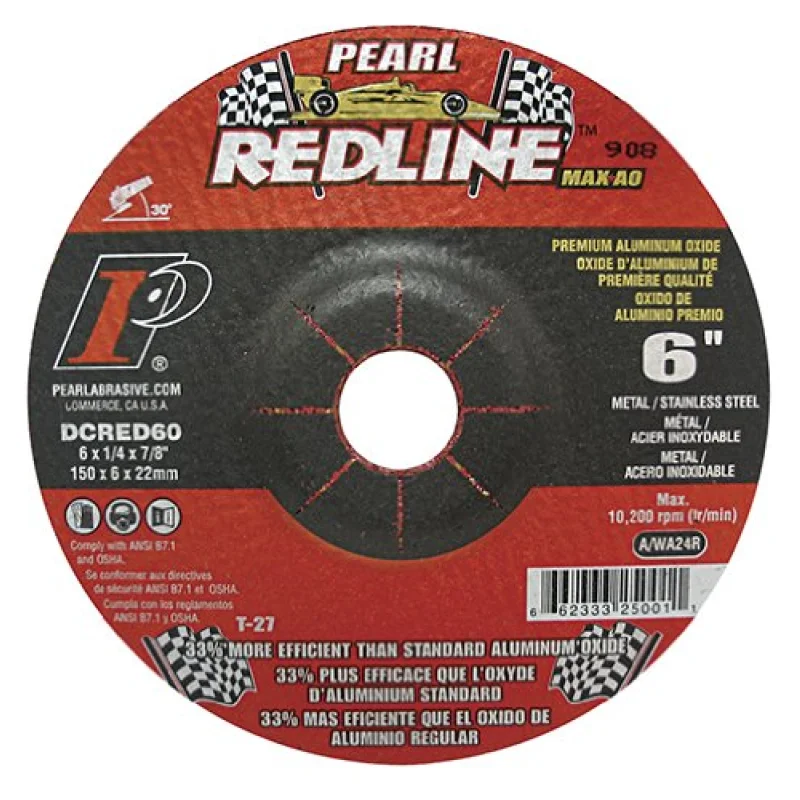 Pearl Redline 6″ x 1/4″ x 7/8″ Depressed Center Grinding Wheel (Pack of 10)