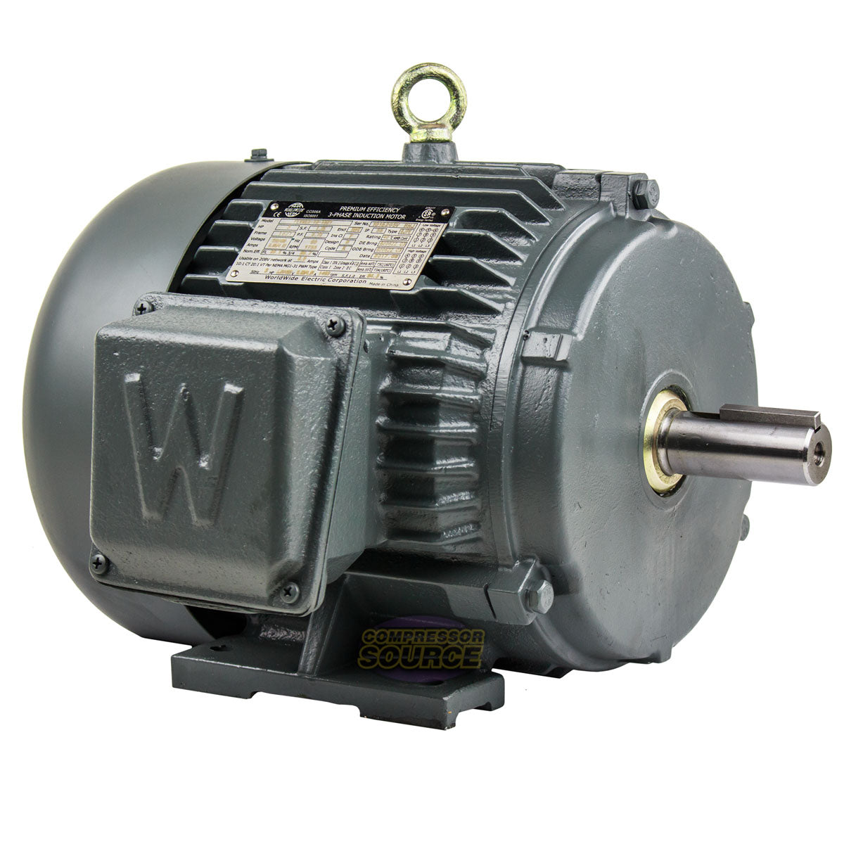 3 HP 3 Phase Electric Motor 1755 RPM 182T Frame 230-460V TEFC PEWWE3-18-182T