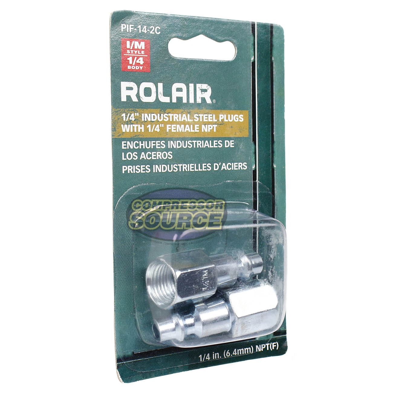 Rolair 1/4" Industrial I/M Steel Plugs with 1/4" Female NPT 2 Pack PIF-14-2C