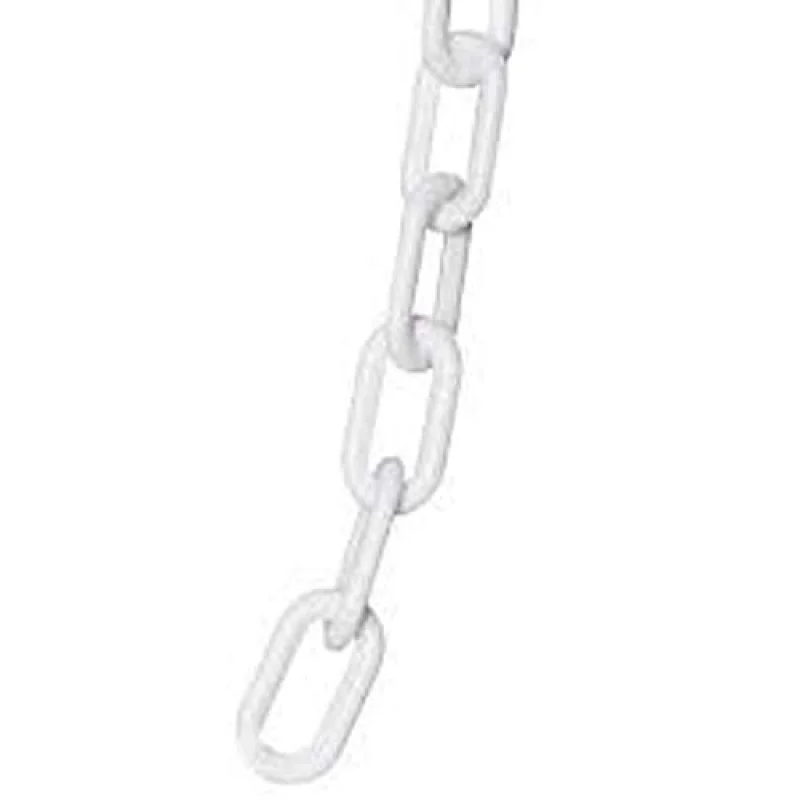 Plastic Barrier Chain, 6mm 1.5″ Diameter, 100′ Length, White