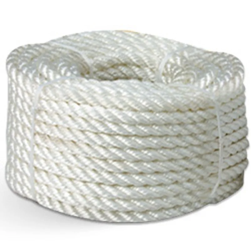 Rope 3-Strand Nylon Rope – 3/8″ x 50 ft., White (Pack of 12 rolls)