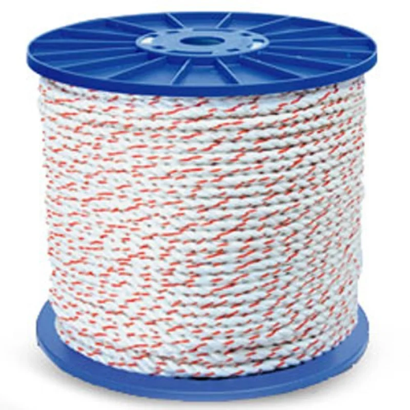 Rope 3-Strand Poly Dacron Truck Rope, White w/ Orange Tracers