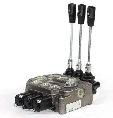 Monoblock type Directional Control Valve (VDM6): 3 Spools, Double Acting, SAE-08 Inlet, SAE-10 Outlet, 5000 Max PSI, 2550 PSI Relief Setting